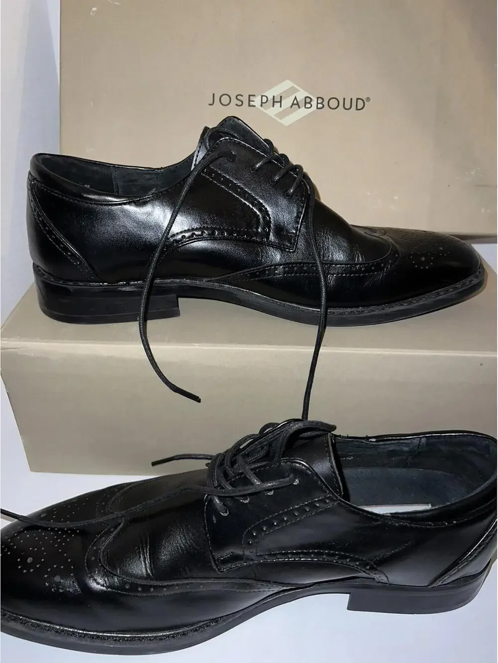 Joseph Abound Men's Black Leather Wingtip Lace-Up Oxford Dress Shoes Size 10 D